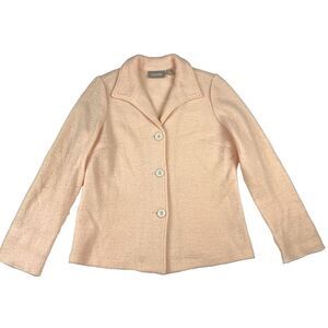 Chicos Jacket Blazer 100% Knitted Wool Women's Size 4  Pink Business Cottagecore